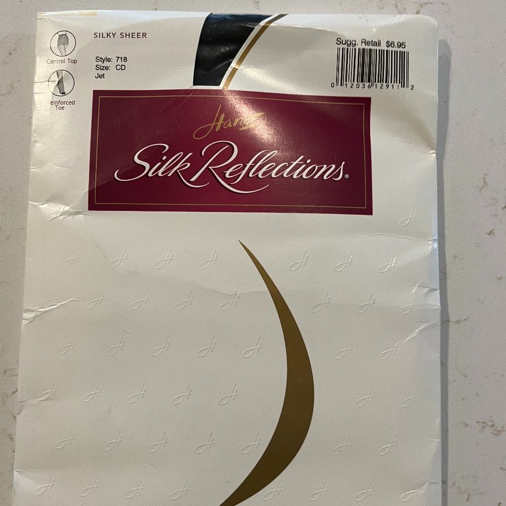 Pantyhose NOS Vintage Hanes Silk Reflection Silky Sheer 718 Control Top Jet …